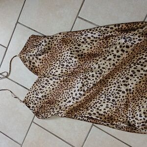 VICTORIAS SECRET Womens Size XL Animal Print Satin Maxi Slip Night Gown